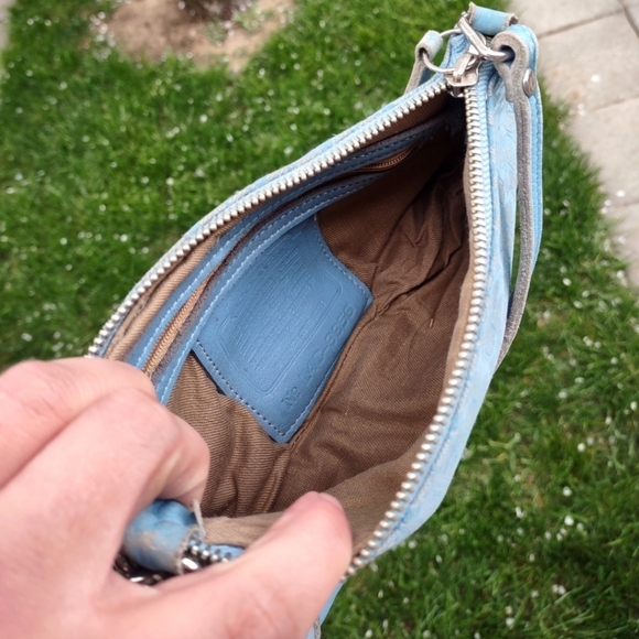 Coach Blue Mini C Signature Demi Canvas and Leather Shoulder Bag - Picture 10 of 11